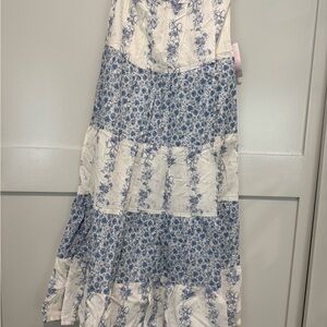 Chic Blue Floral Maxi Skirt